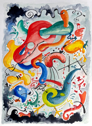 Peinture intitulée "Abstraction 19 Pain…" par Humberto Cesar Pornaro, Œuvre d'art originale, Aquarelle