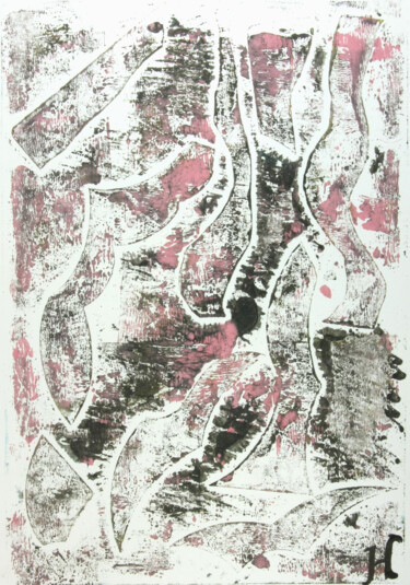Schilderij getiteld "Light pink thoughts." door Hunka Tibor, Origineel Kunstwerk, Scratchboard