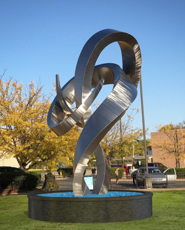 Sculpture intitulée "Embrace" par Hunter Brown, Œuvre d'art originale, Acier inoxydable