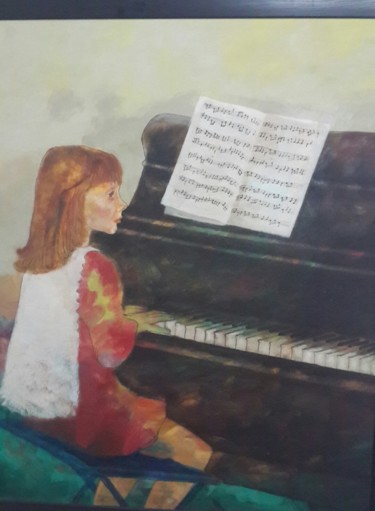 "Piyano çalan kız" başlıklı Tablo Huriye Eydemir tarafından, Orijinal sanat