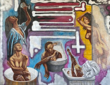 Painting titled "Bath Series I" by Hüseyin Ak, Original Artwork, Oil
