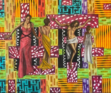 Painting titled "Nude Crucifiction" by Hüseyin Ak, Original Artwork, Oil