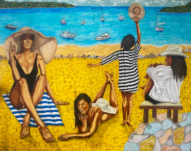 Картина под названием "Summer Vibes I" - Hüseyin Ak, Подлинное произведение искусства, Масло