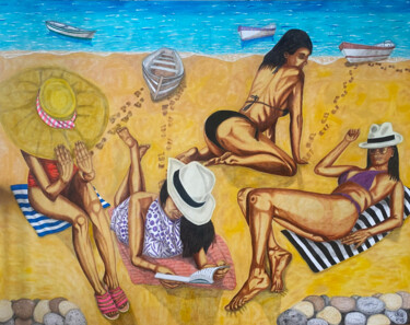 Painting titled "Summer Vibes II" by Hüseyin Ak, Original Artwork, Oil