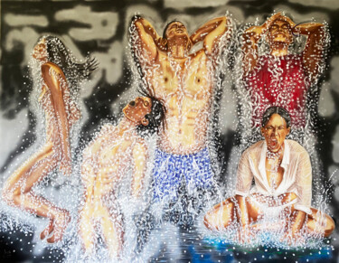 Картина под названием "Rain Over Me 2" - Hüseyin Ak, Подлинное произведение искусства, Масло