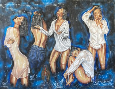 Malerei mit dem Titel "Rain Over Me" von Hüseyin Ak, Original-Kunstwerk, Öl