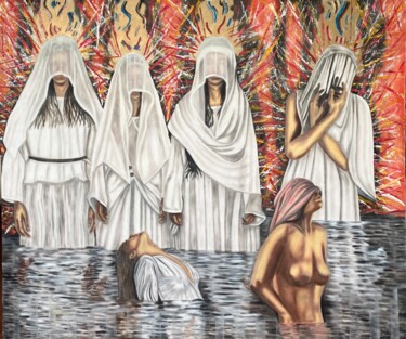 Картина под названием "Veil" - Hüseyin Ak, Подлинное произведение искусства, Масло