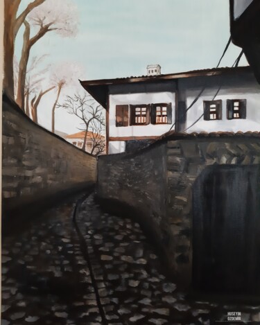 Malerei mit dem Titel "Safranbolu house" von Hüseyin Özdemir, Original-Kunstwerk, Pigmente