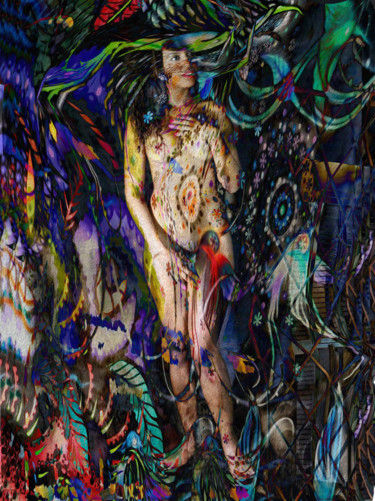 African Aphrodite Pittura intitolato "African Aphrodite" da Henrique Vieira Filho, Opera d'arte originale, Inchiostro