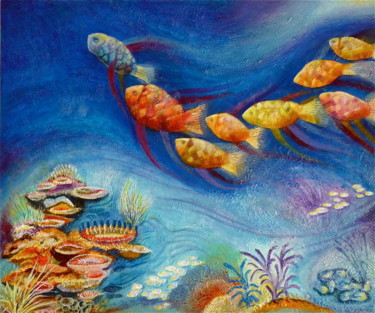 OceanWorld Painting titled "OceanWorld" by Hemu Aggarwal, Original Art, Acrylic