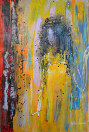 Malerei mit dem Titel "Girl in a big city" von Daas, Original-Kunstwerk, Acryl