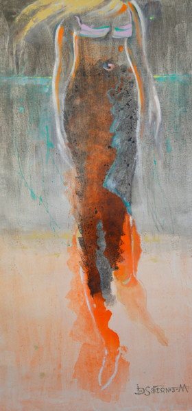 Картина под названием "Stroll On The Beach" - Daas, Подлинное произведение искусства, Акрил