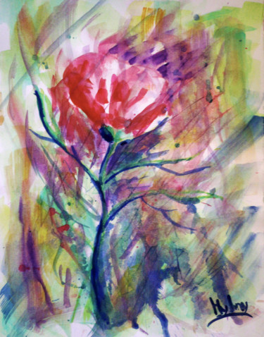 Painting titled "Fleur.jpg" by Hylmy, Original Artwork, Watercolor