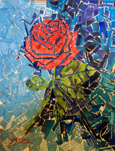 Collages intitulée "fleur" par Hylmy, Œuvre d'art originale