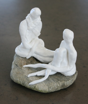 Sculpture titled "Petit moment entre…" by Isabelle Angele, Original Artwork, Stone