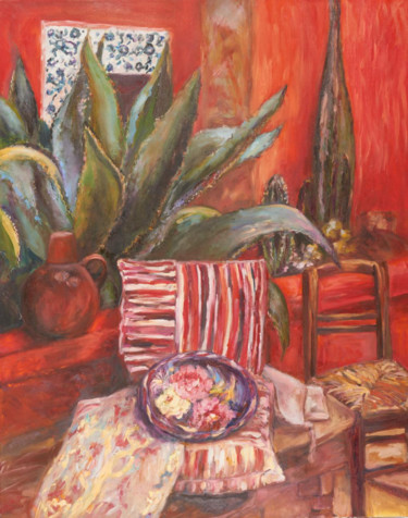 Painting titled "ambiance mexicaine" by Izabela Ciesla Lannoy, Original Artwork, Oil