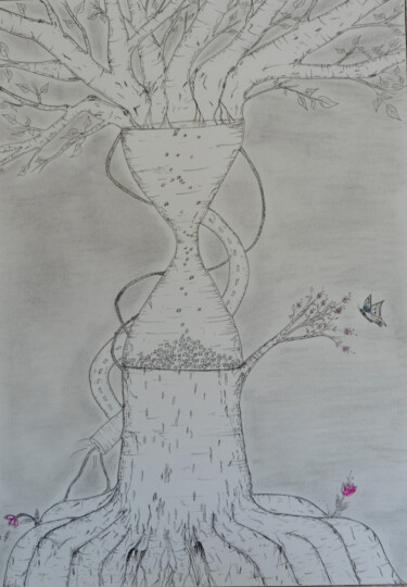 Drawing titled "Le Temps" by I. Clergeaud, Original Artwork, Pencil