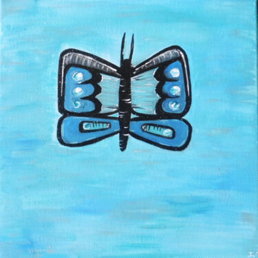 Painting titled "Papillon n°1" by I. Clergeaud, Original Artwork, Gouache