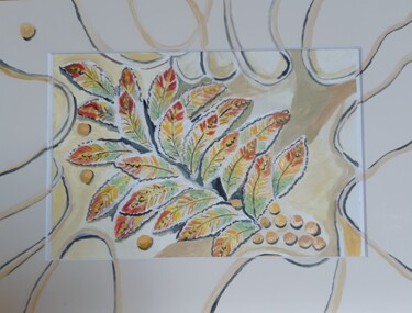 Malerei mit dem Titel "Sparkle Leaves 40,5…" von I Khan, Original-Kunstwerk, Aquarell
