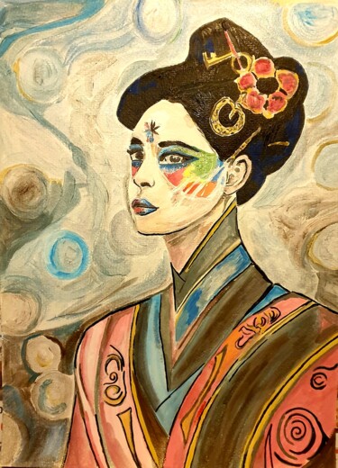 Desenho intitulada "Color Girl" por I Khan, Obras de arte originais, Marcador