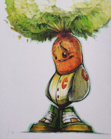 Painting titled "Carrot" by Ivan Kriachko, Original Artwork, Ink