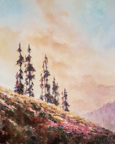 Pines Painting titled "Pines" by Igor Makeev, Original Art, Oil