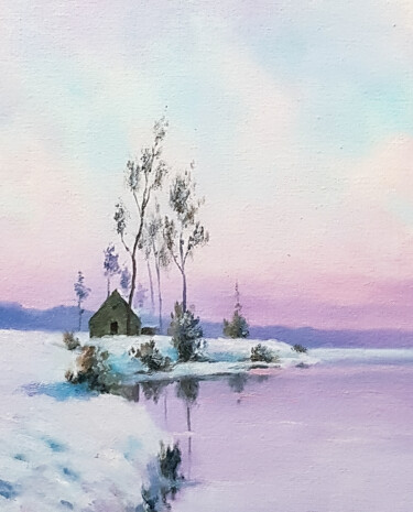 Painting titled "Winter landscape" by Igor Makeev, Original Artwork, Oil