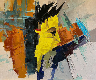 Картина под названием "Желтое лицо" - Игорь Терехин, Подлинное произведение искусства, Масло