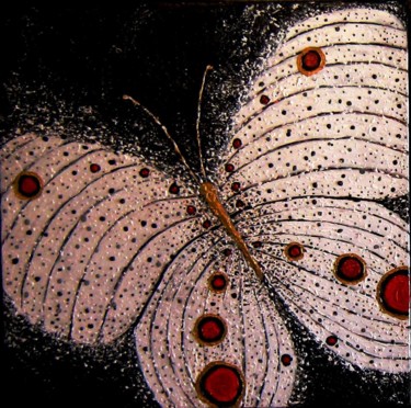 Painting titled "Butterfly in the Ga…" by Marcaurelio Iacolino, Original Artwork, Oil