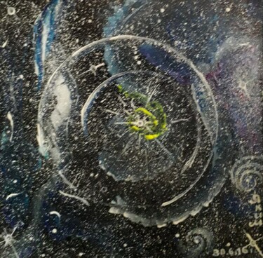 Dibujo titulada "Le planète sombre" por Iakim, Obra de arte original, Acrílico Montado en Bastidor de camilla de madera