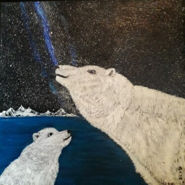 Dessin intitulée "la mère ours et pet…" par Iakim, Œuvre d'art originale, Acrylique Monté sur Châssis en bois