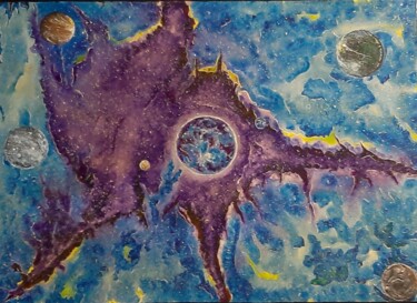 Dessin intitulée "Galaxie violette" par Iakim, Œuvre d'art originale, Acrylique Monté sur Châssis en bois