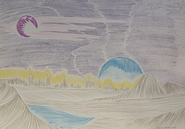 Drawing titled "planète vide" by Iakim, Original Artwork, Pencil
