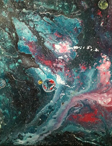 Zeichnungen mit dem Titel "Un autre univers" von Iakim, Original-Kunstwerk, Acryl Auf Keilrahmen aus Holz montiert