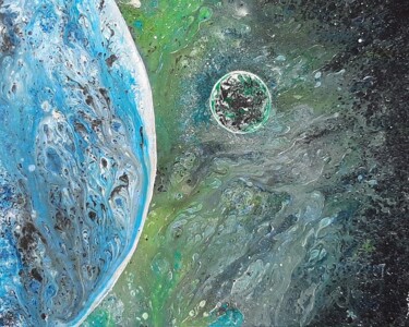 Dessin intitulée "la planète bleue 2" par Iakim, Œuvre d'art originale, Acrylique Monté sur Châssis en bois