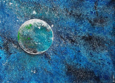 Dibujo titulada "Planète Cristal bleu" por Iakim, Obra de arte original, Acrílico Montado en Bastidor de camilla de madera