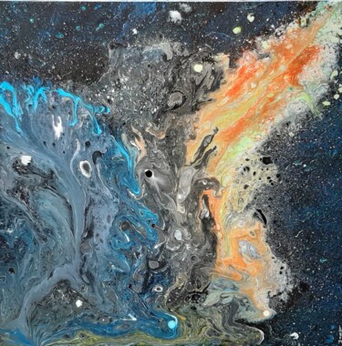 Peinture intitulée "espace feu et glace" par Iakim, Œuvre d'art originale, Acrylique Monté sur Châssis en bois