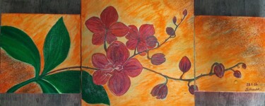 Dibujo titulada "orchidée rouge" por Iakim, Obra de arte original, Acrílico Montado en Bastidor de camilla de madera
