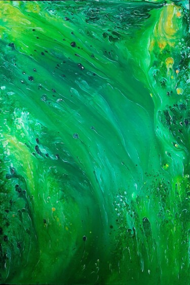 Dessin intitulée "vagues vertes de l'…" par Iakim, Œuvre d'art originale, Acrylique