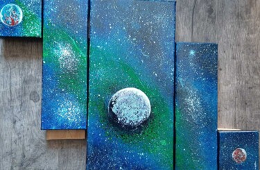 图画 标题为“planètes dans le br…” 由Iakim, 原创艺术品, 丙烯 安装在木质担架架上