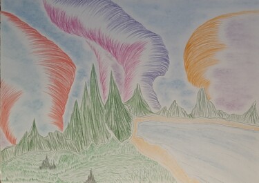 Dessin intitulée "Tornade sur une aut…" par Iakim, Œuvre d'art originale, Crayon