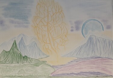 Dessin intitulée "éclair sur une autr…" par Iakim, Œuvre d'art originale, Crayon