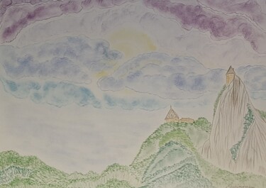 Σχέδιο με τίτλο "Paysage de montagne" από Iakim, Αυθεντικά έργα τέχνης, Μολύβι