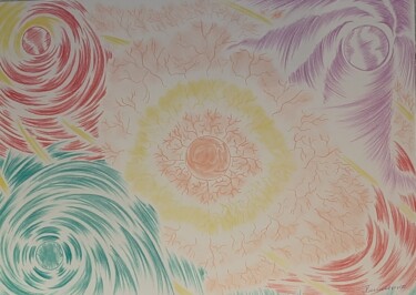 Dessin intitulée "Soleil et vents cos…" par Iakim, Œuvre d'art originale, Crayon