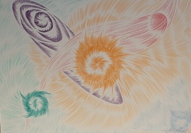 Dessin intitulée "vents cosmiques et…" par Iakim, Œuvre d'art originale, Crayon