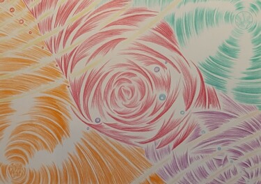 Dessin intitulée "ondes cosmiques et…" par Iakim, Œuvre d'art originale, Crayon