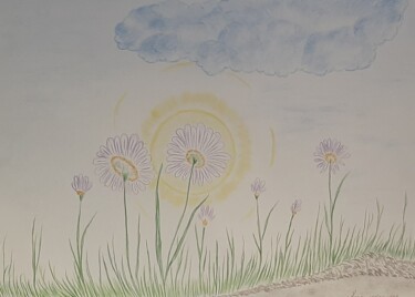 Dessin intitulée "Soleil et marguerit…" par Iakim, Œuvre d'art originale, Crayon