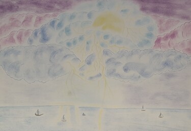 Dessin intitulée "foudre solaire dans…" par Iakim, Œuvre d'art originale, Crayon