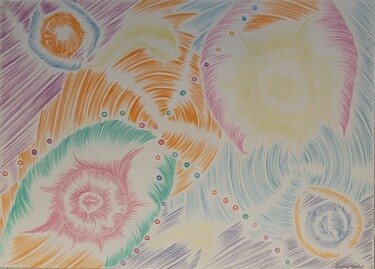 Dessin intitulée "Quatre soleils et o…" par Iakim, Œuvre d'art originale, Crayon