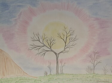 Disegno intitolato "Soleil sur l'arbre" da Iakim, Opera d'arte originale, Matita